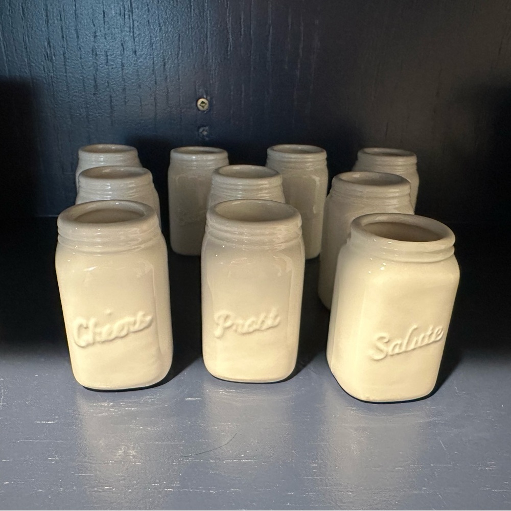 Set of Ceramic mason jar shot glasses